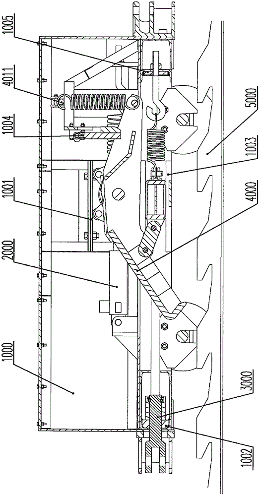 Hook and loop type anti-running head hooking car with buffer devices and braking track