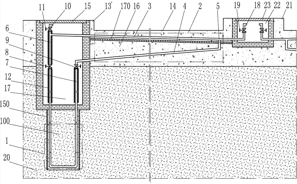 Ground temperature-adjusting snow-melting device and temperature-adjusting ground structure using natural geothermal heat