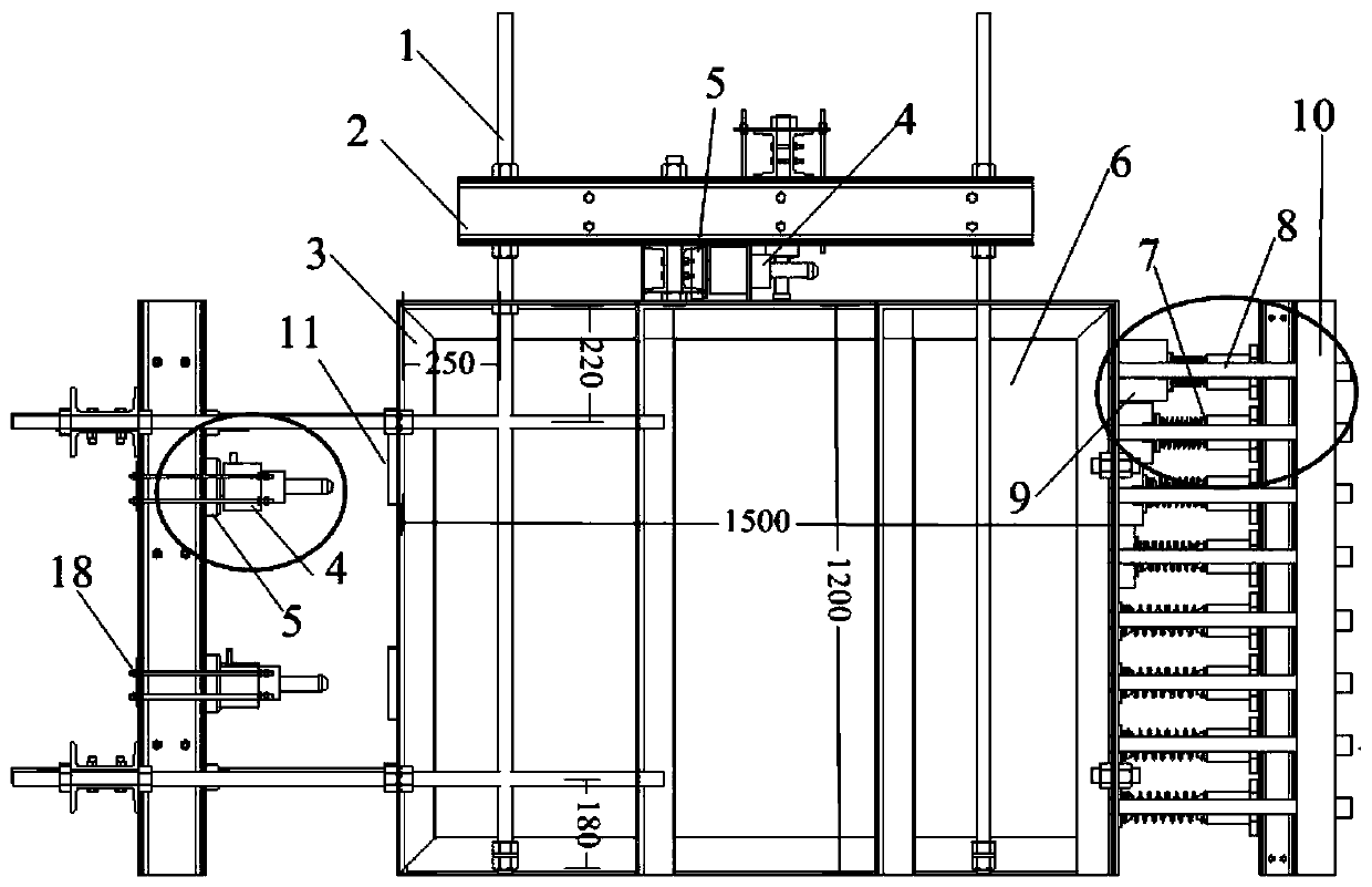 Self-balancing type multi-loading-path one-way shearing box for pile-soil test