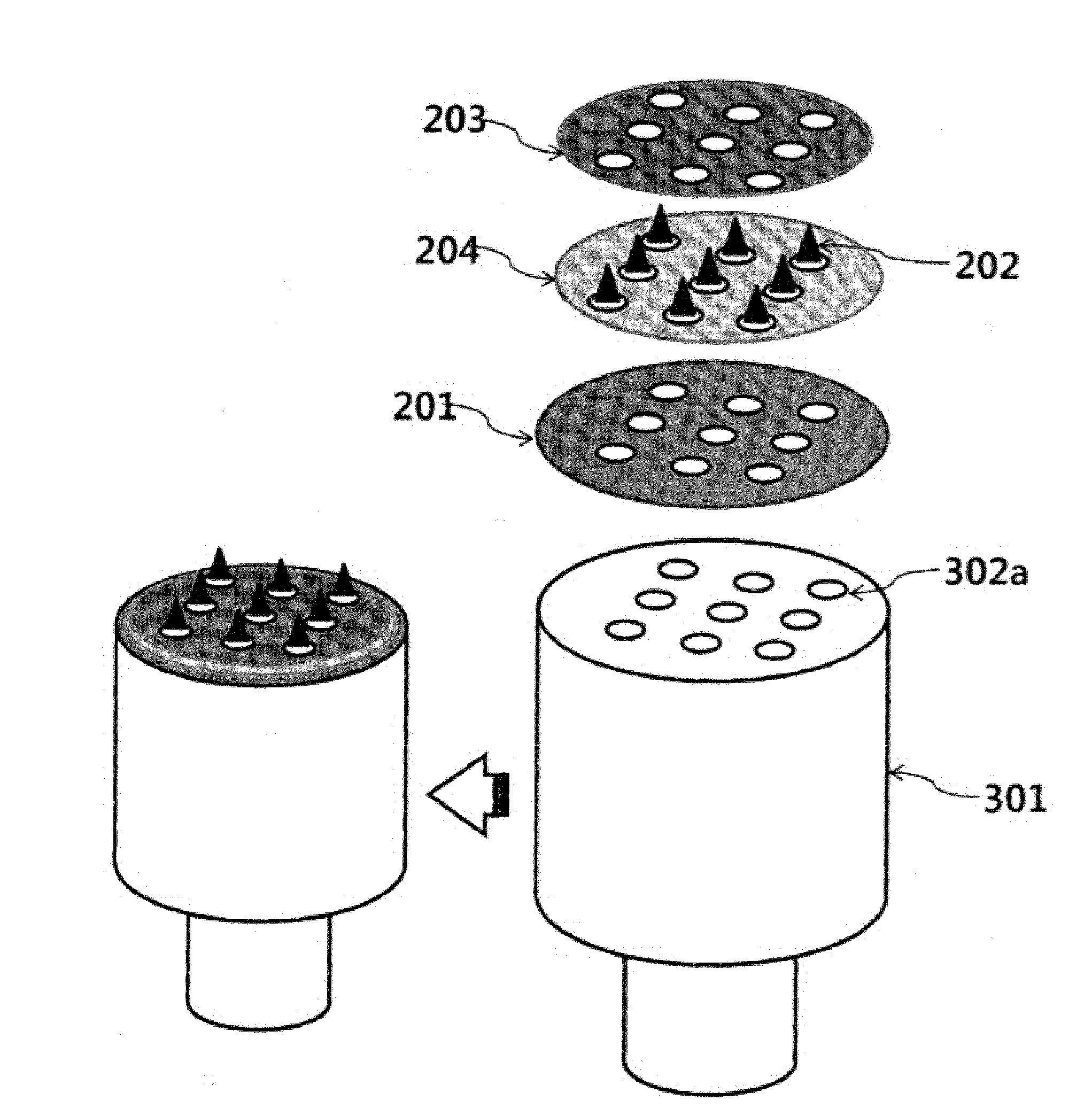 Painless and patchless shooting microstructure