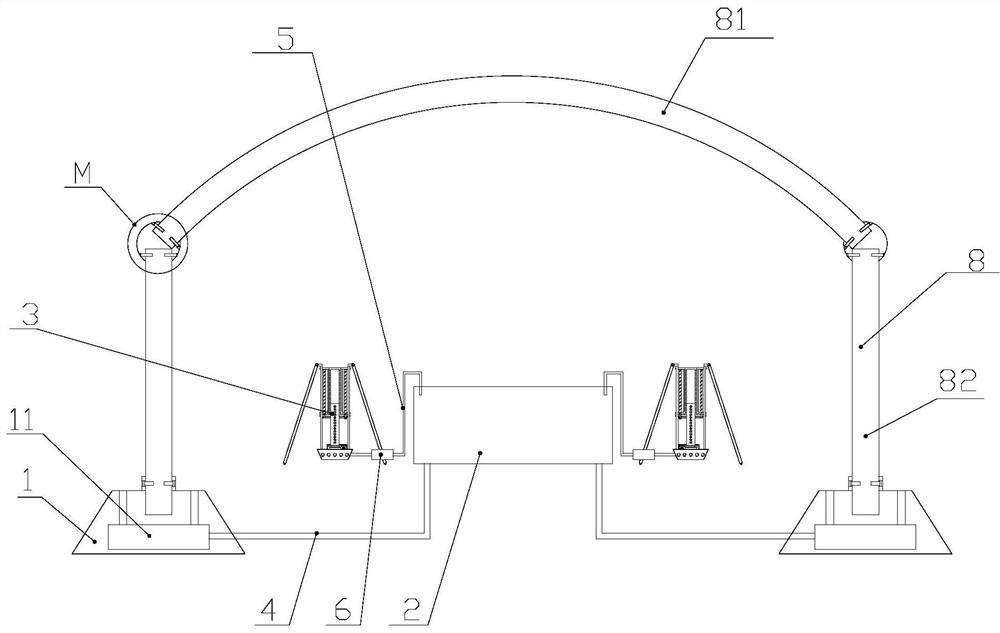 Cultivation greenhouse provided with height-adjustable watering mechanisms