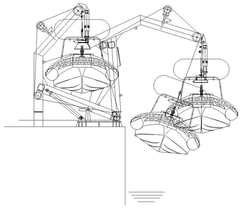 Shipborne boat swing rod type catching and releasing device, shipborne boat and mother boat