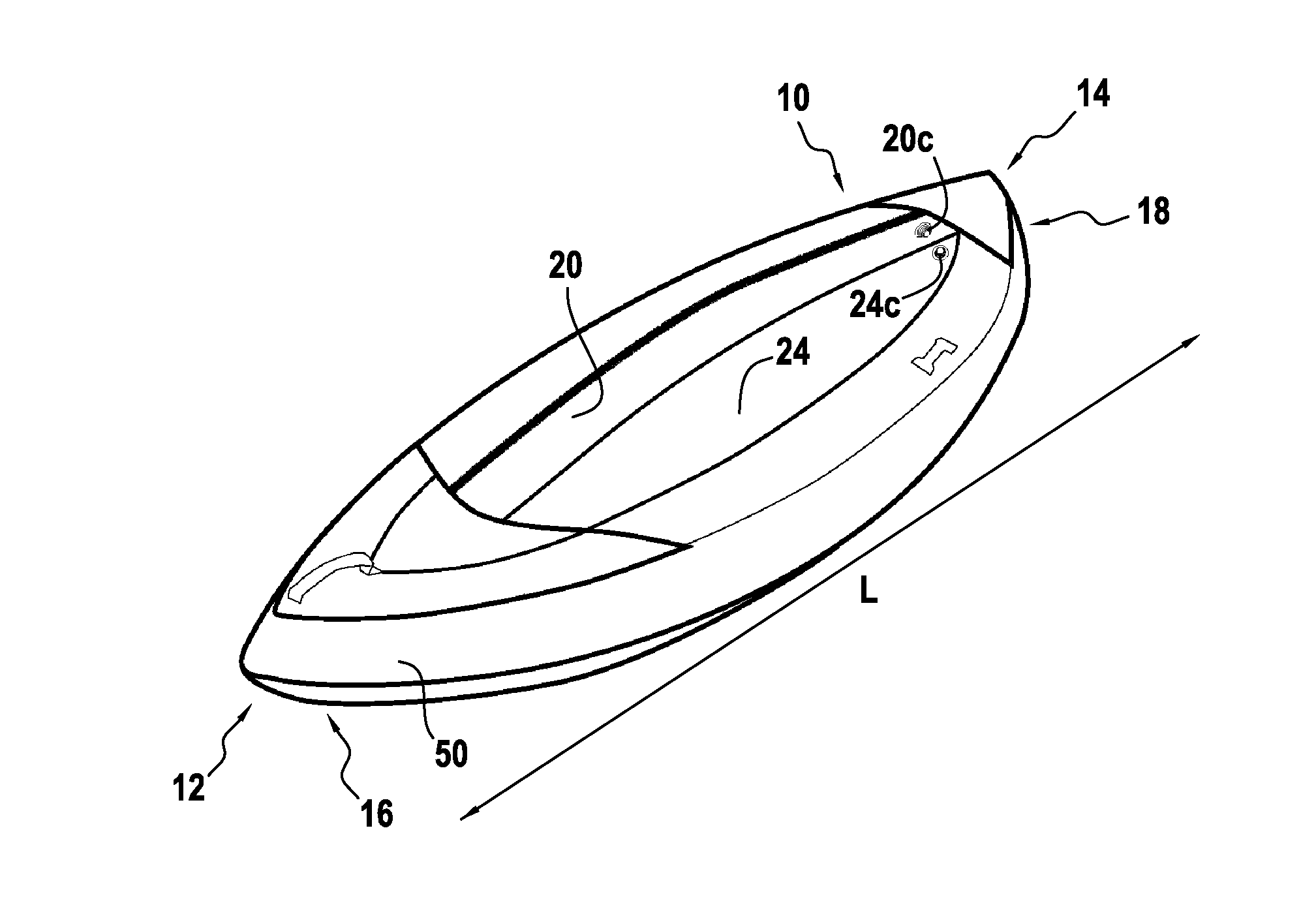 Bow of inflatable boat