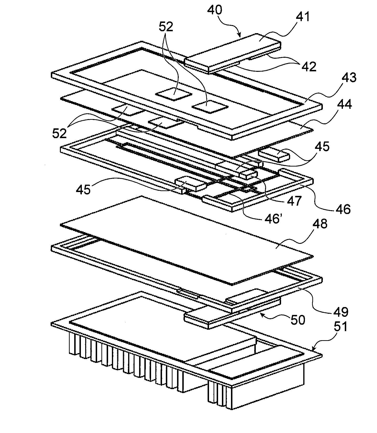 Electronic device with cooling by a liquid metal spreader