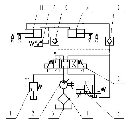 Horizontal pinned hydraulic system of crawler crane counterweight