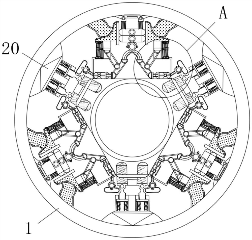 A tea seed grinding device that uses centrifugal force to keep the actual rotational speed constant