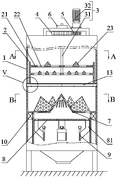 Mixing type lime kiln with raw material graded treatment function