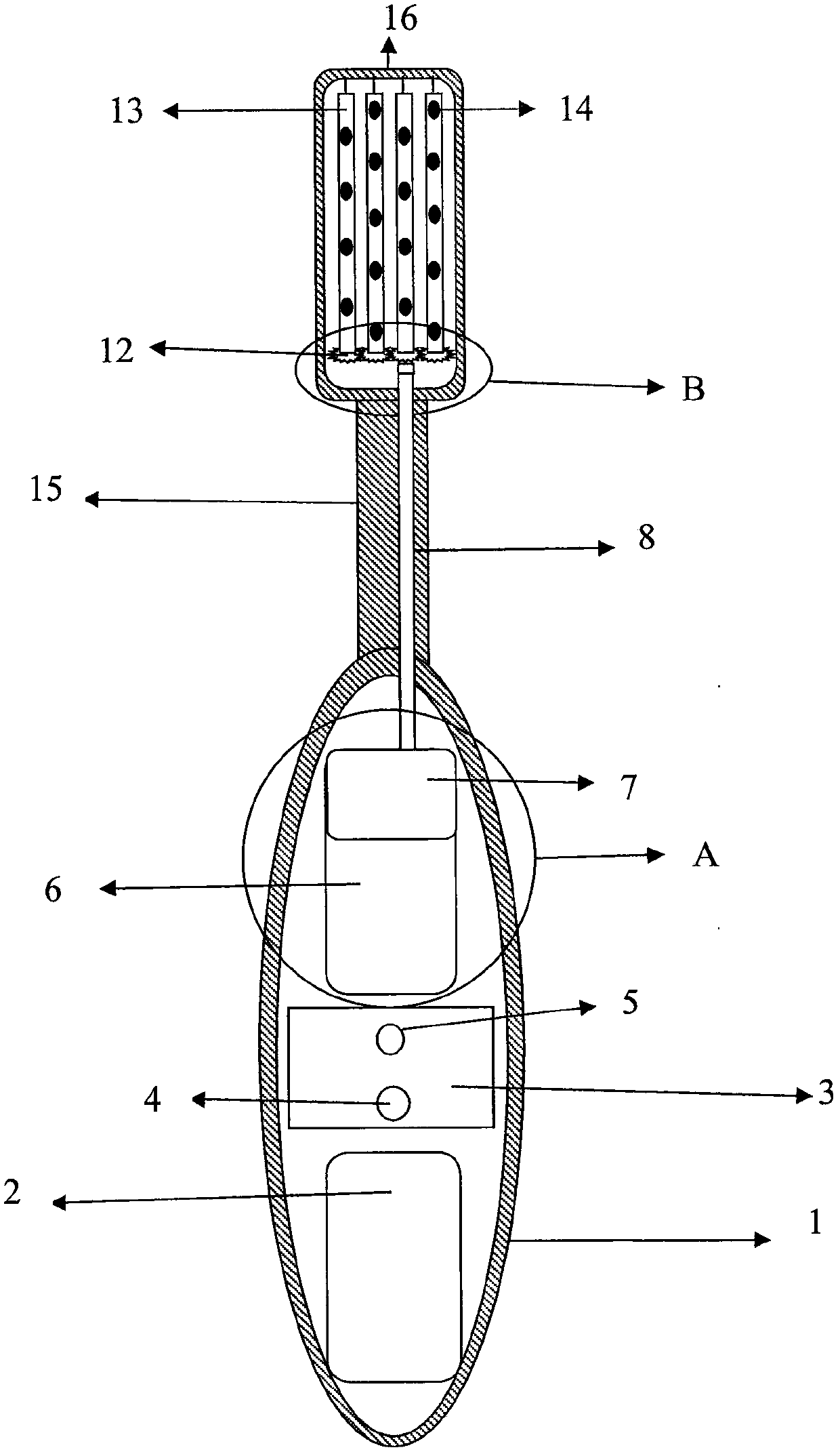 Toothbrush of which brush finish can be in reciprocating motion in direction of long axis