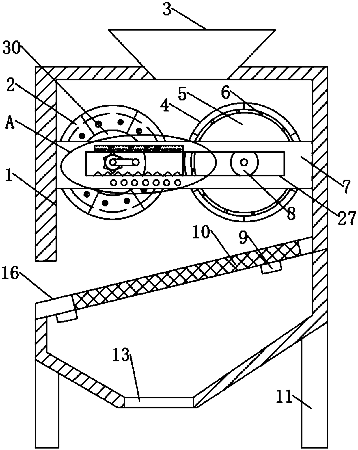 Crusher with screening device for producing building waste recycled aggregates