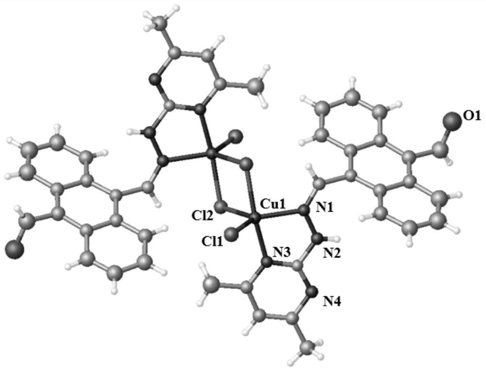 Copper(ii) complexes using 9-aldehyde-10-pyrimanthracene hydrazone as ligands and their synthesis and application