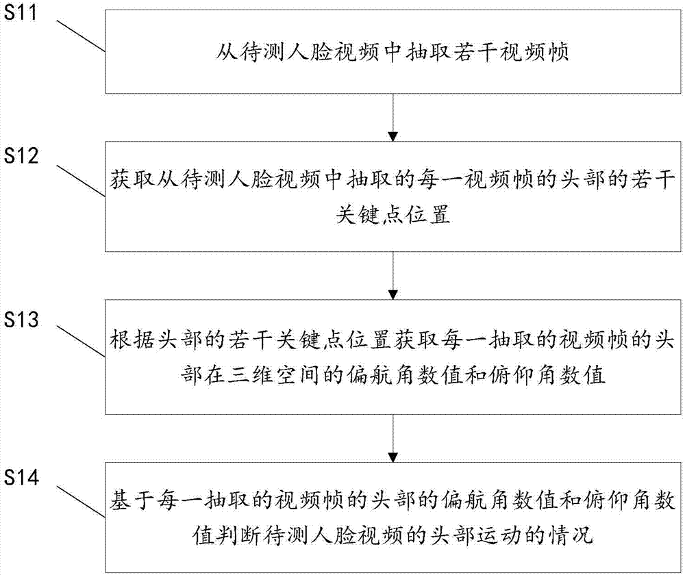 Head movement detection method and device and living body recognition method and system