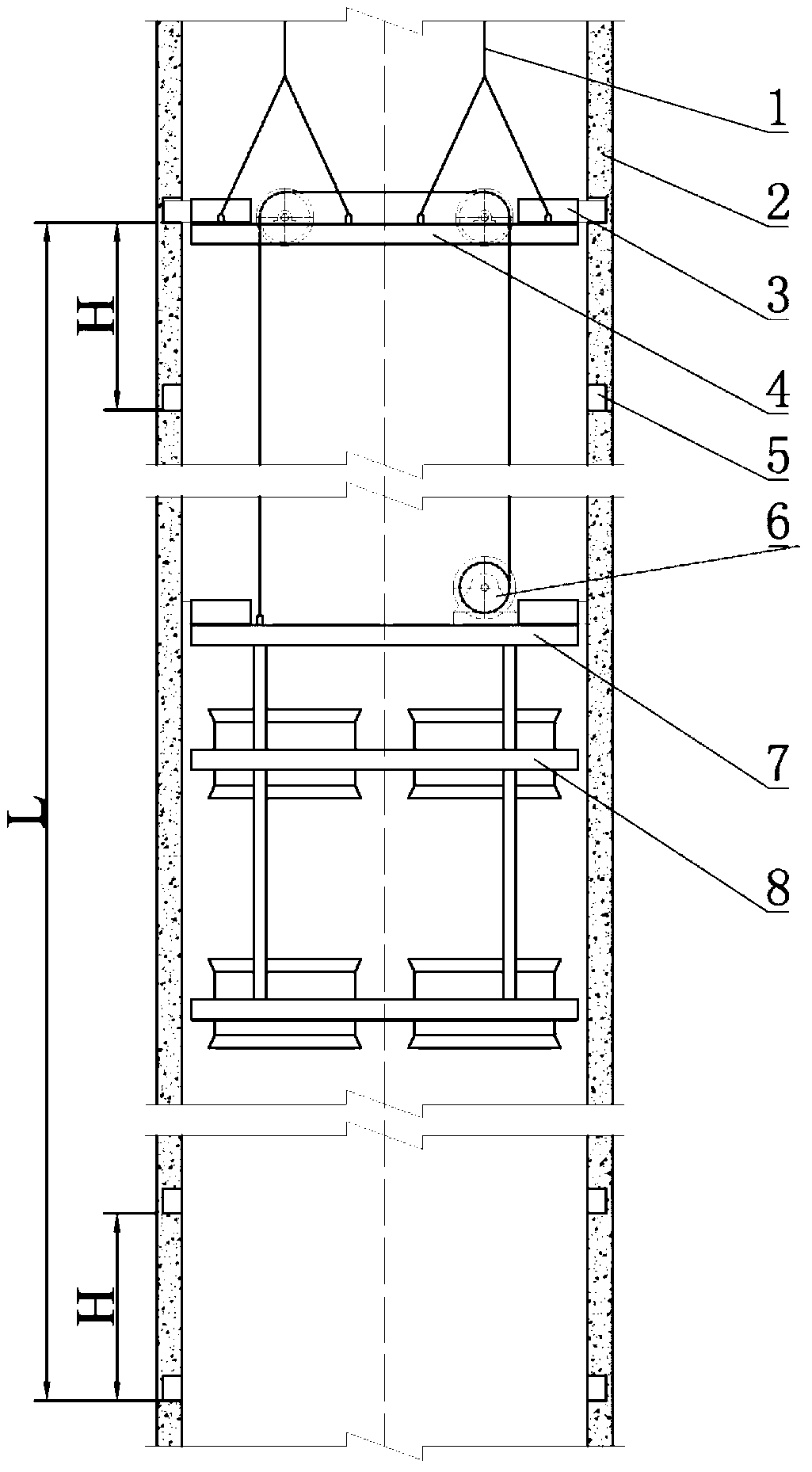 Sinking platform in-well hanging equipment and method