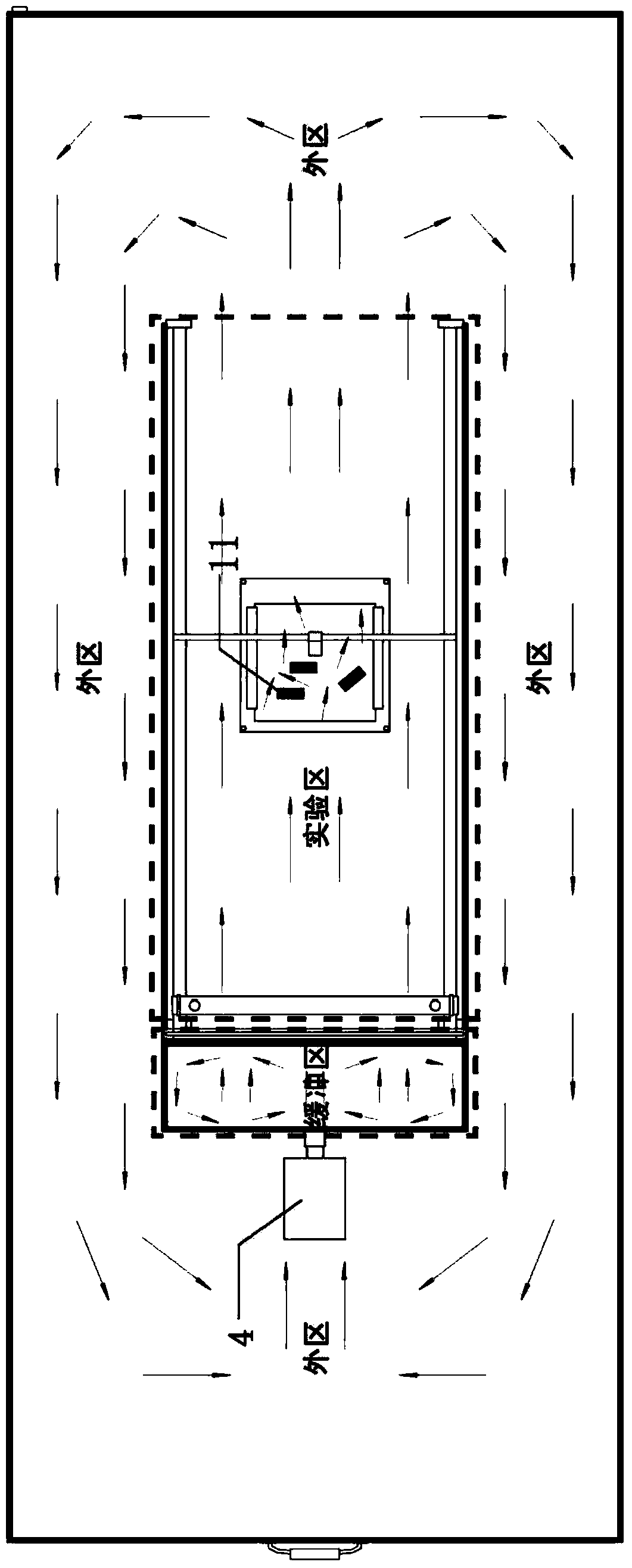 Experimental facility using water flow for simulating wind environment of building