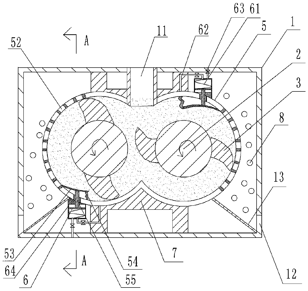 Granulating chamber of biological particle fuel extruding machine