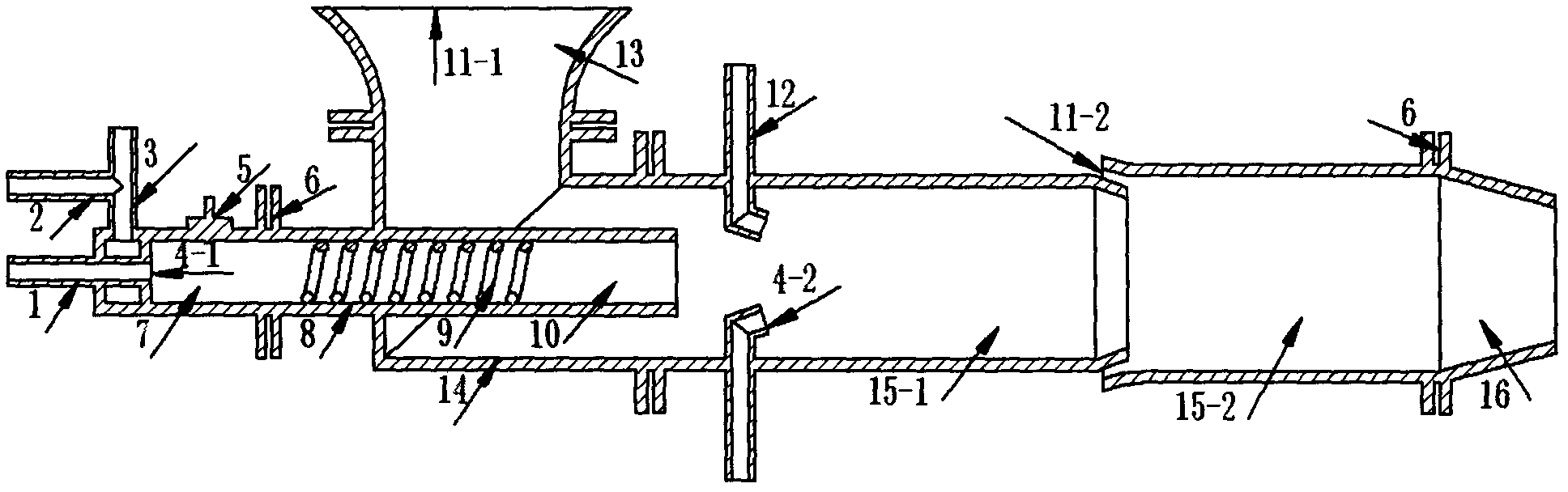 Aspirating type combined pulse detonation engine with secondary detonation