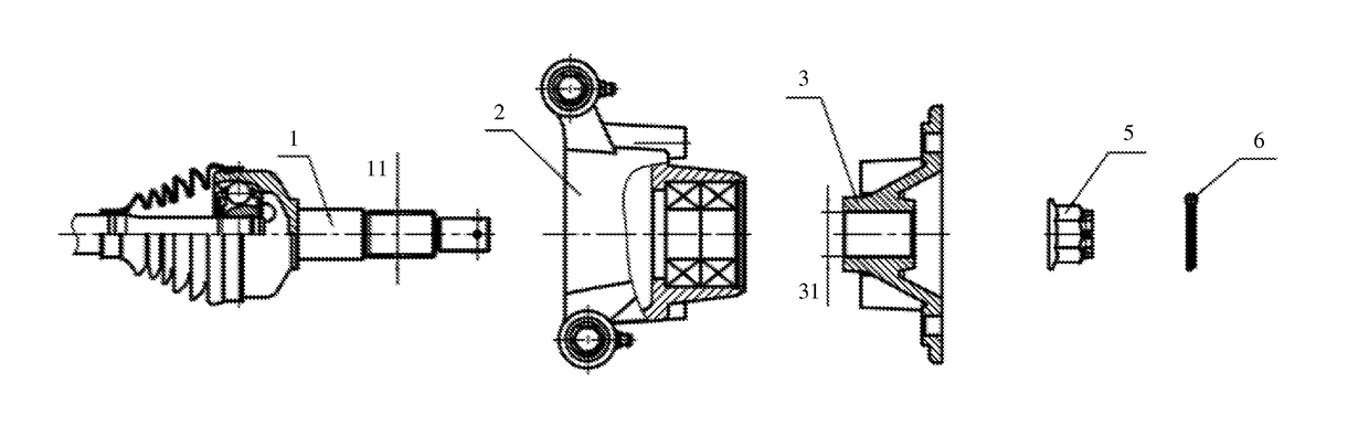 Connecting Structure Mounting Wheel To Half Shaft