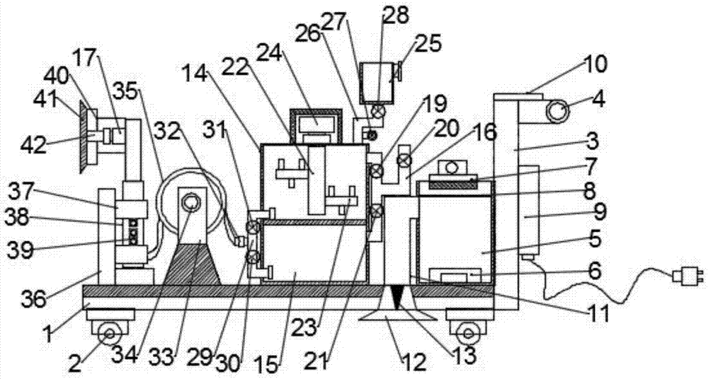 Multifunctional cleaning device for corridor interior wall surface of building