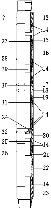 High-efficiency fracturing combined device for multi-stage horizontal well