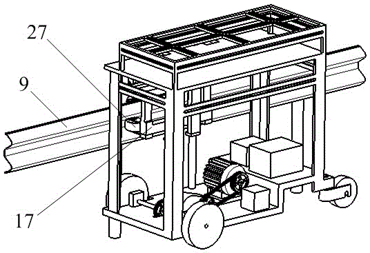 A self-propelled work platform with obstacle-crossing function using the wave-beam guardrail of the expressway as the guide rail