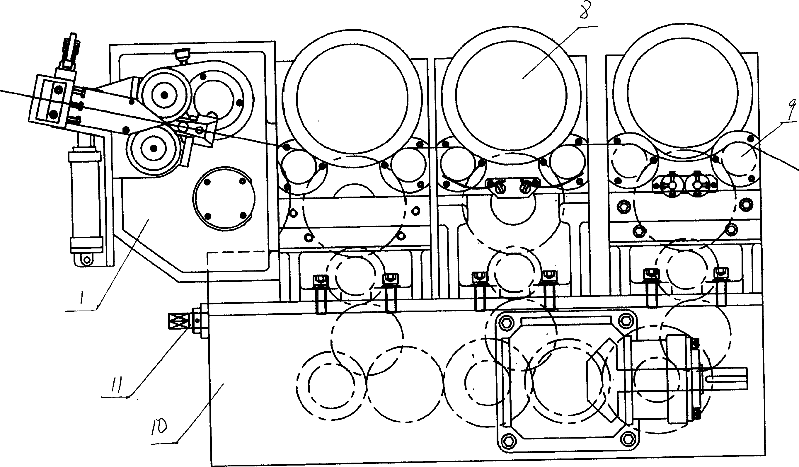 Device for stretching and cutting two-to-sliver