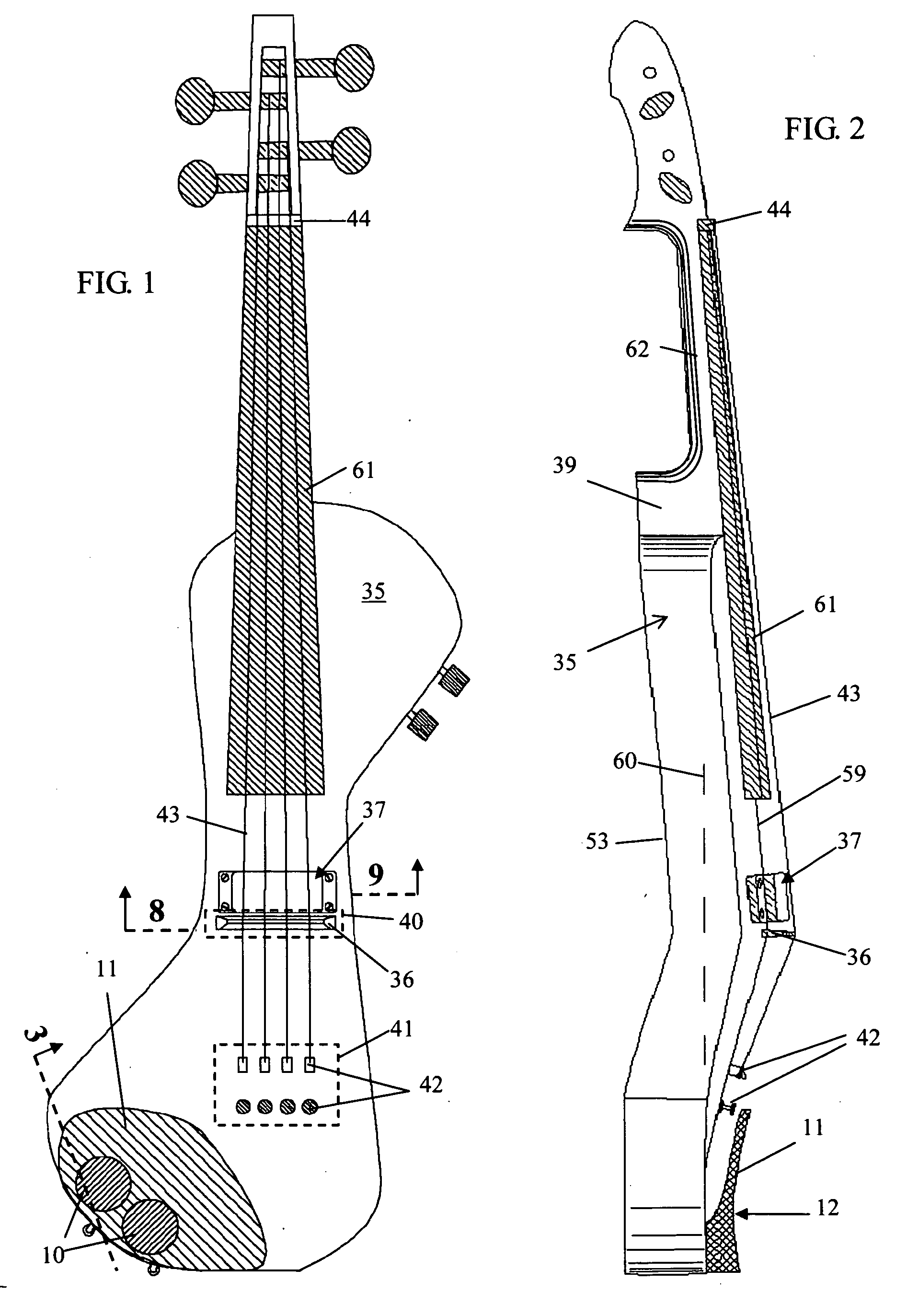 Musical instrument with bone conduction monitor