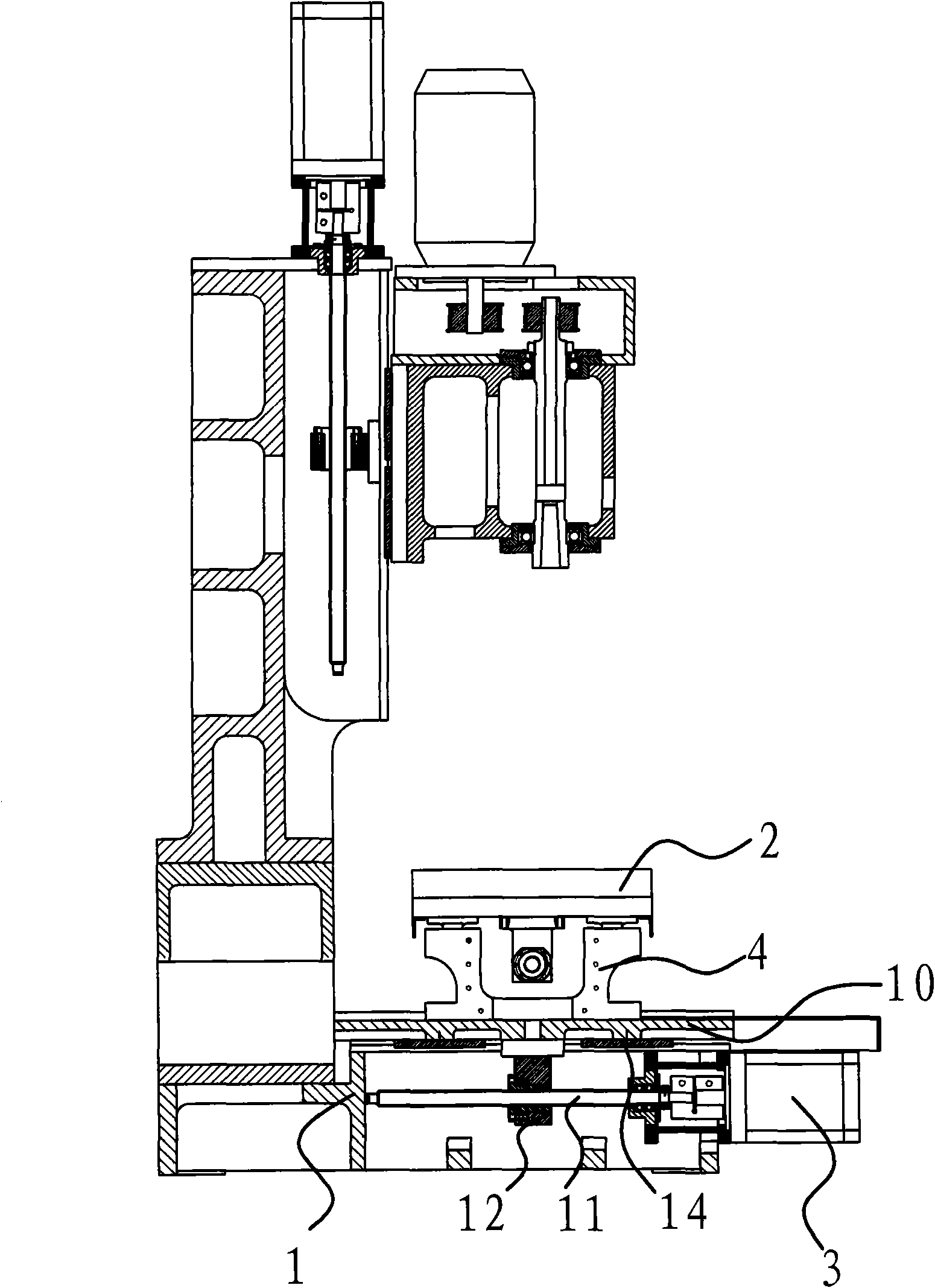 Rotary table transmission device of numerical control drilling machine