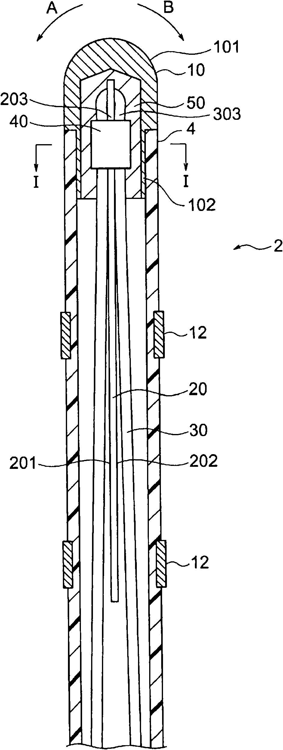 Catheter having deflectable leading end