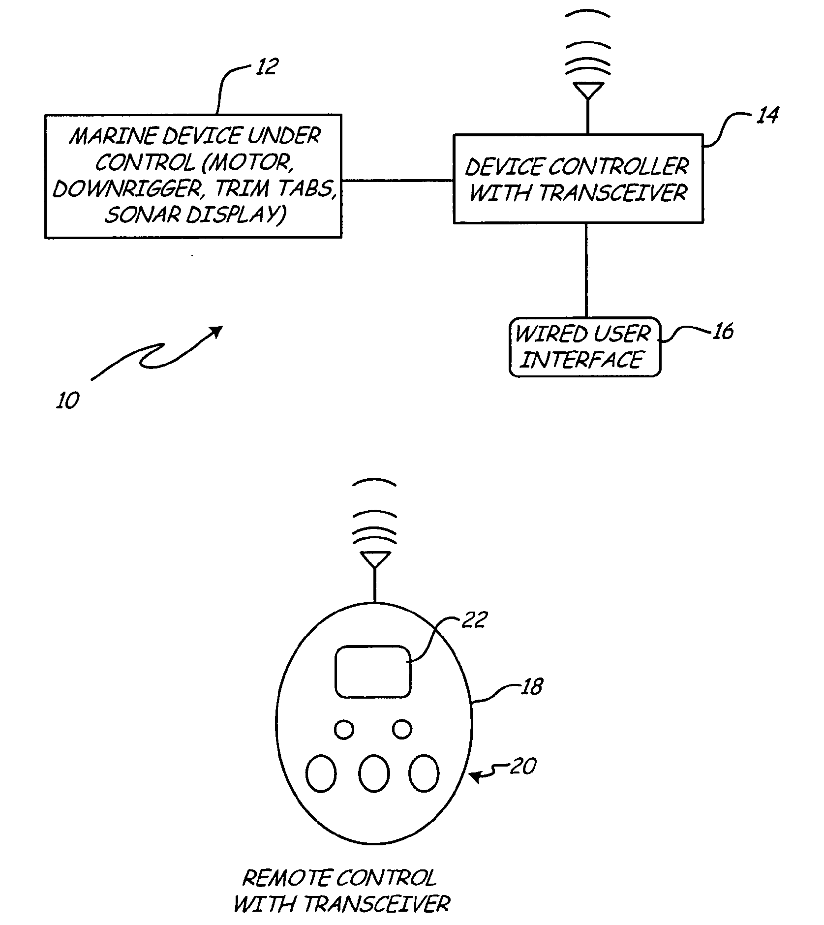 Bidirectional wireless controls for marine devices