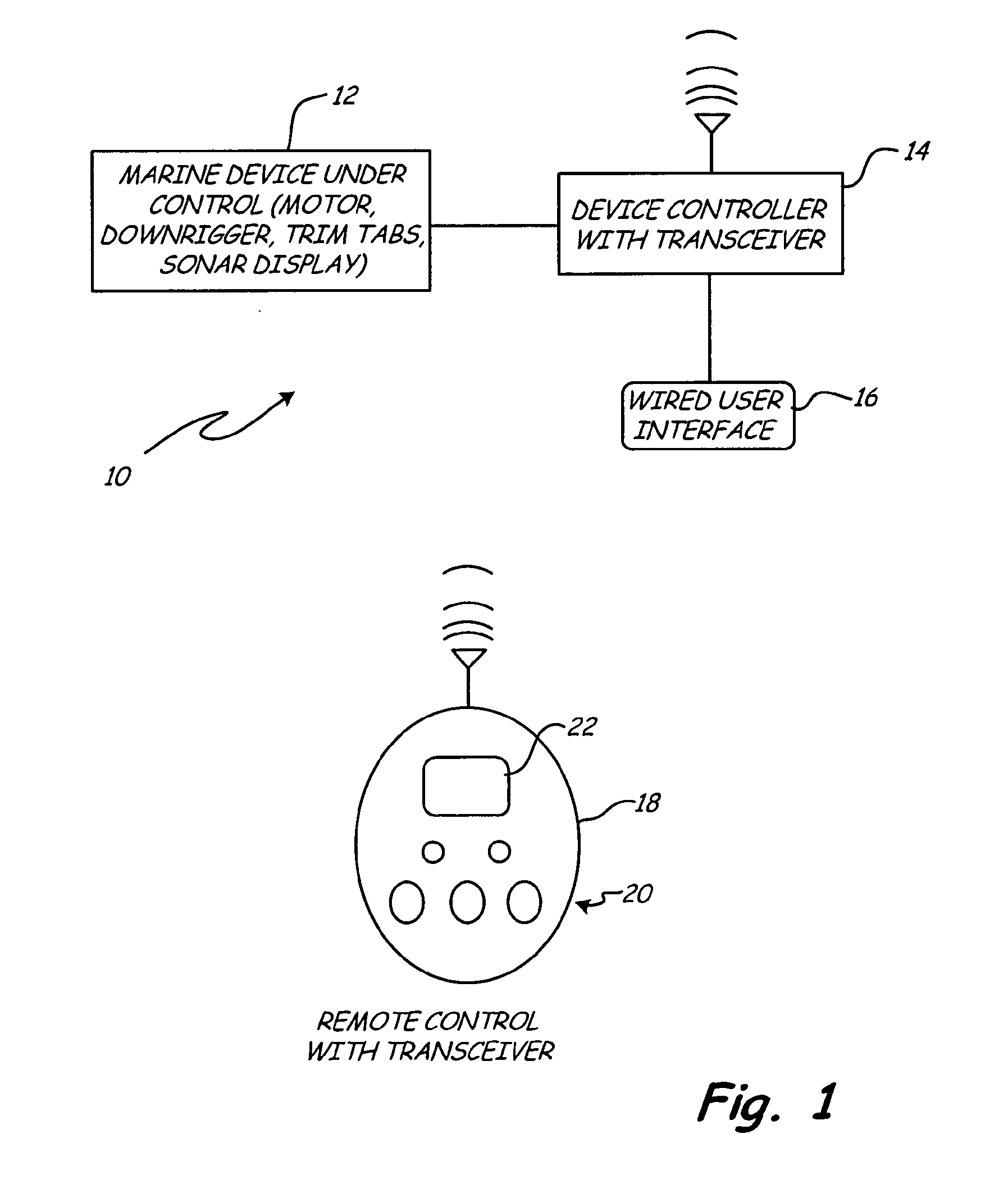 Bidirectional wireless controls for marine devices