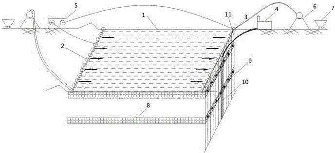 Electro-osmosis construction method of geogrid combined with grouting ultra-soft soil