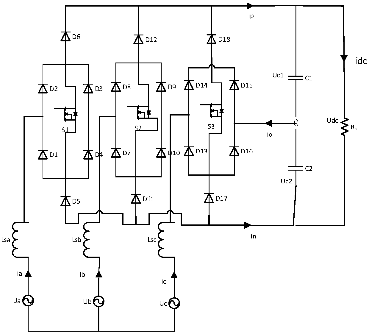 Control system and control method of three-phase three-level VIENNA rectifier