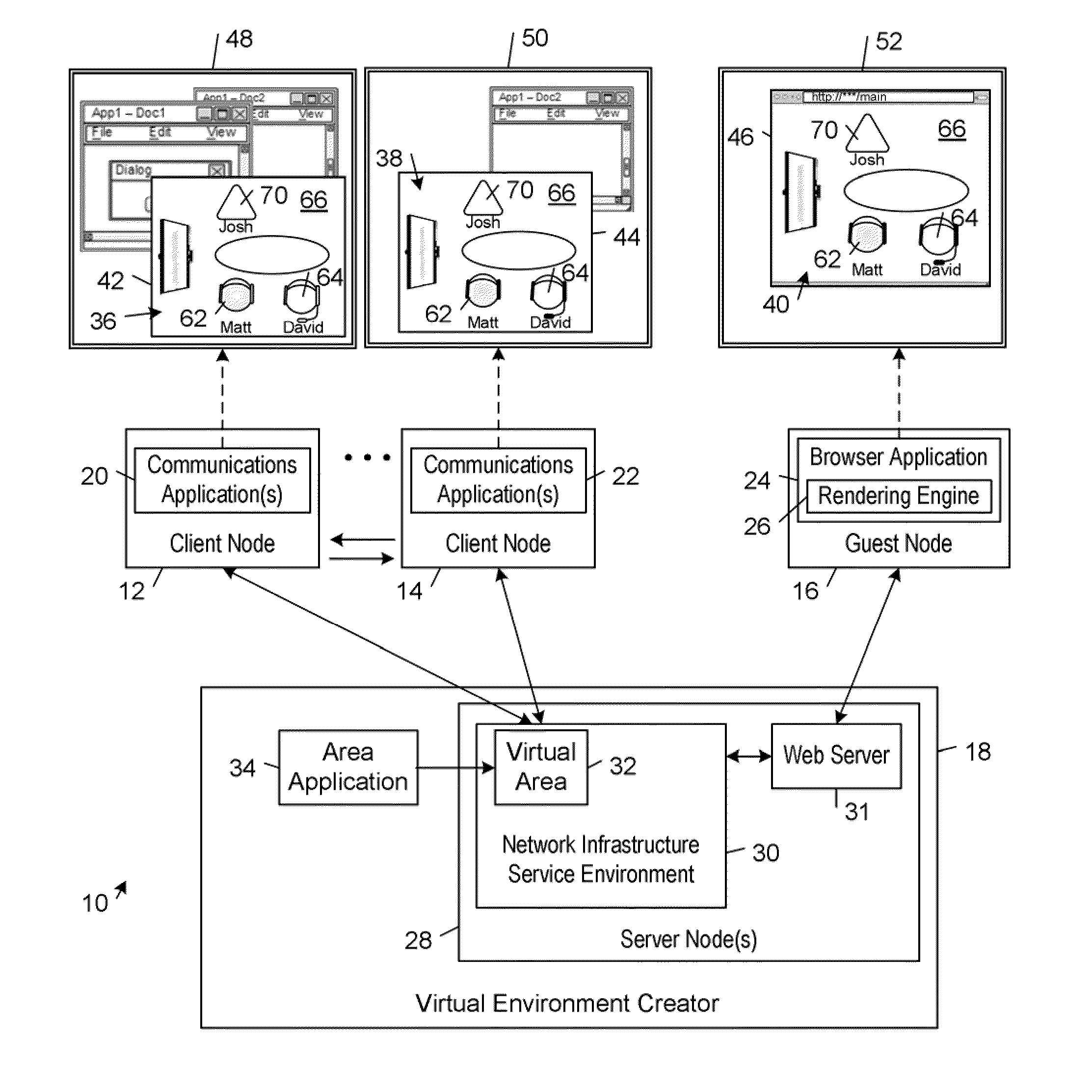 Web browser interface for spatial communication environments