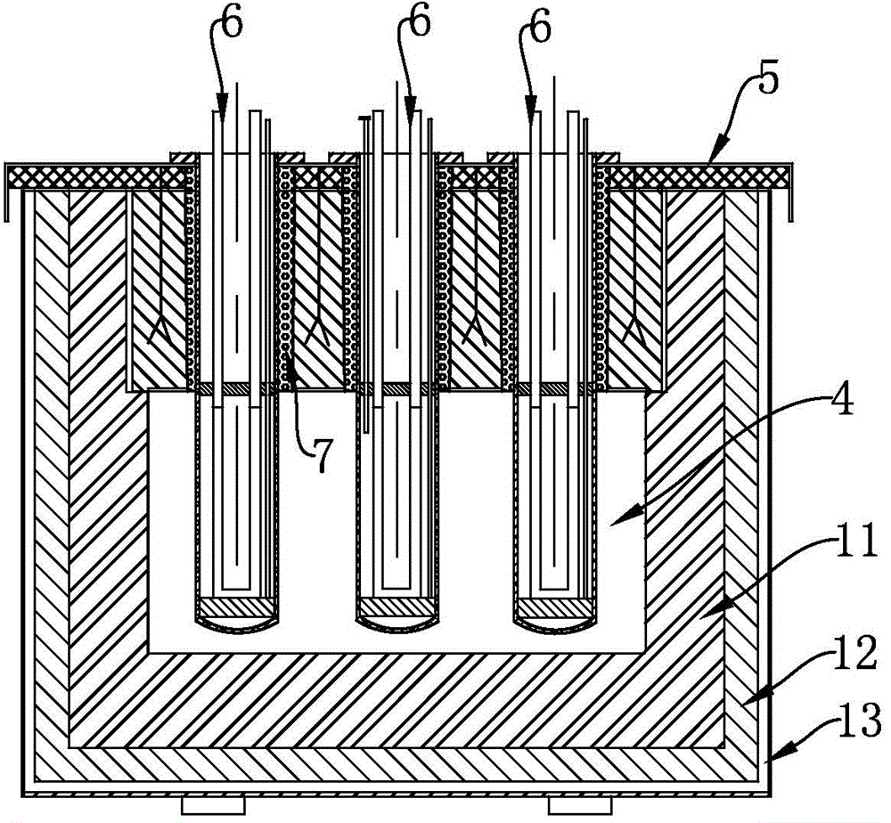 Upper part immersed heating and melting heat-preserving furnace