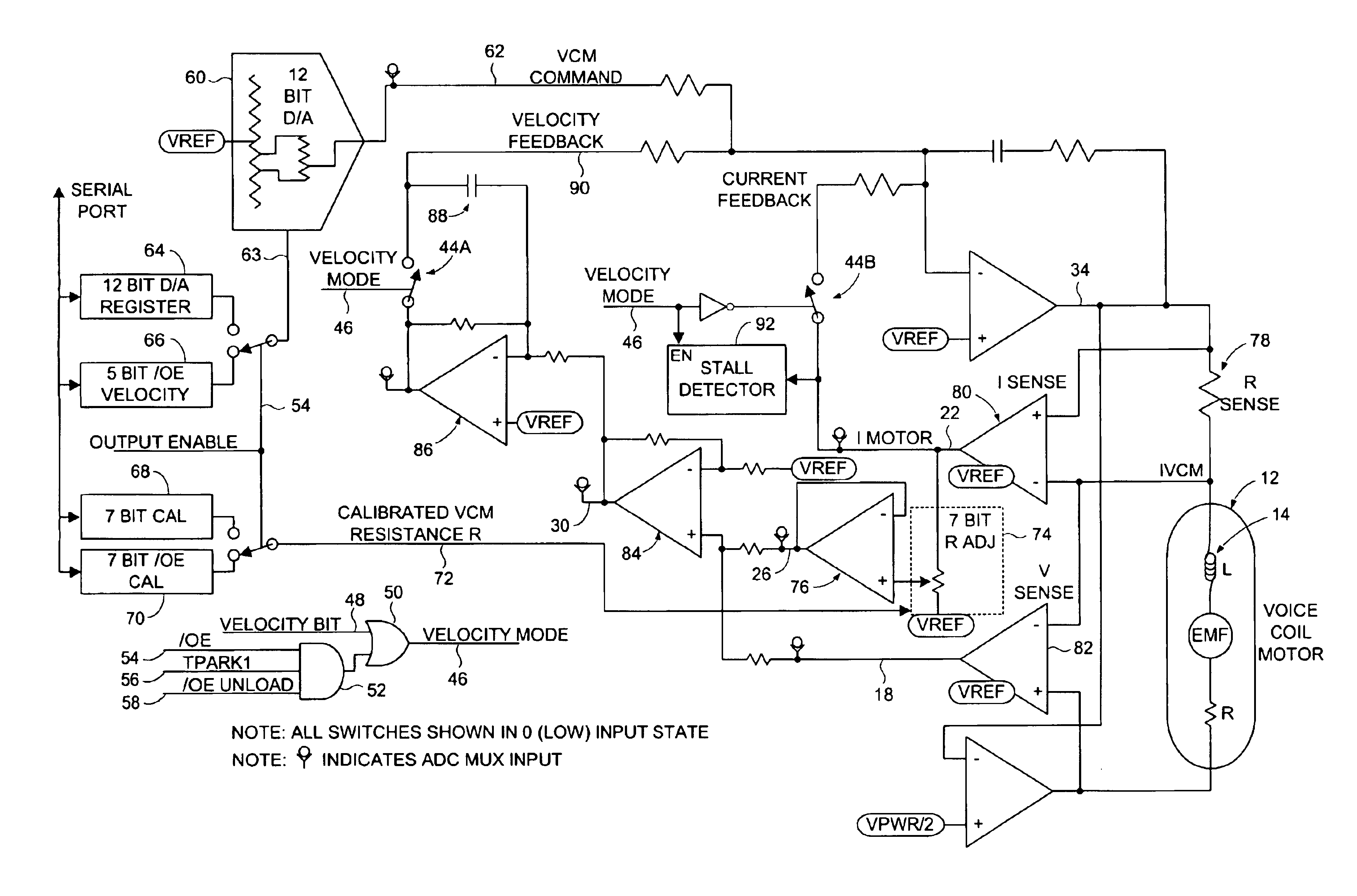 Disk drive comprising VCM stall detector for velocity control of an actuator arm