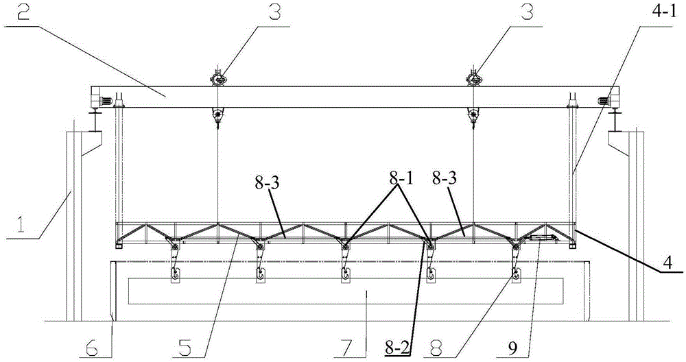 A crane used for workpiece transportation and turnover