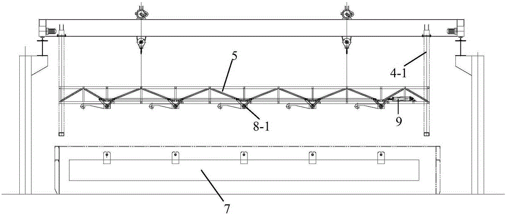 A crane used for workpiece transportation and turnover