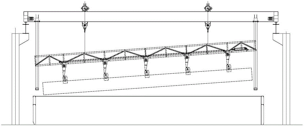 A crane used for workpiece transportation and turnover