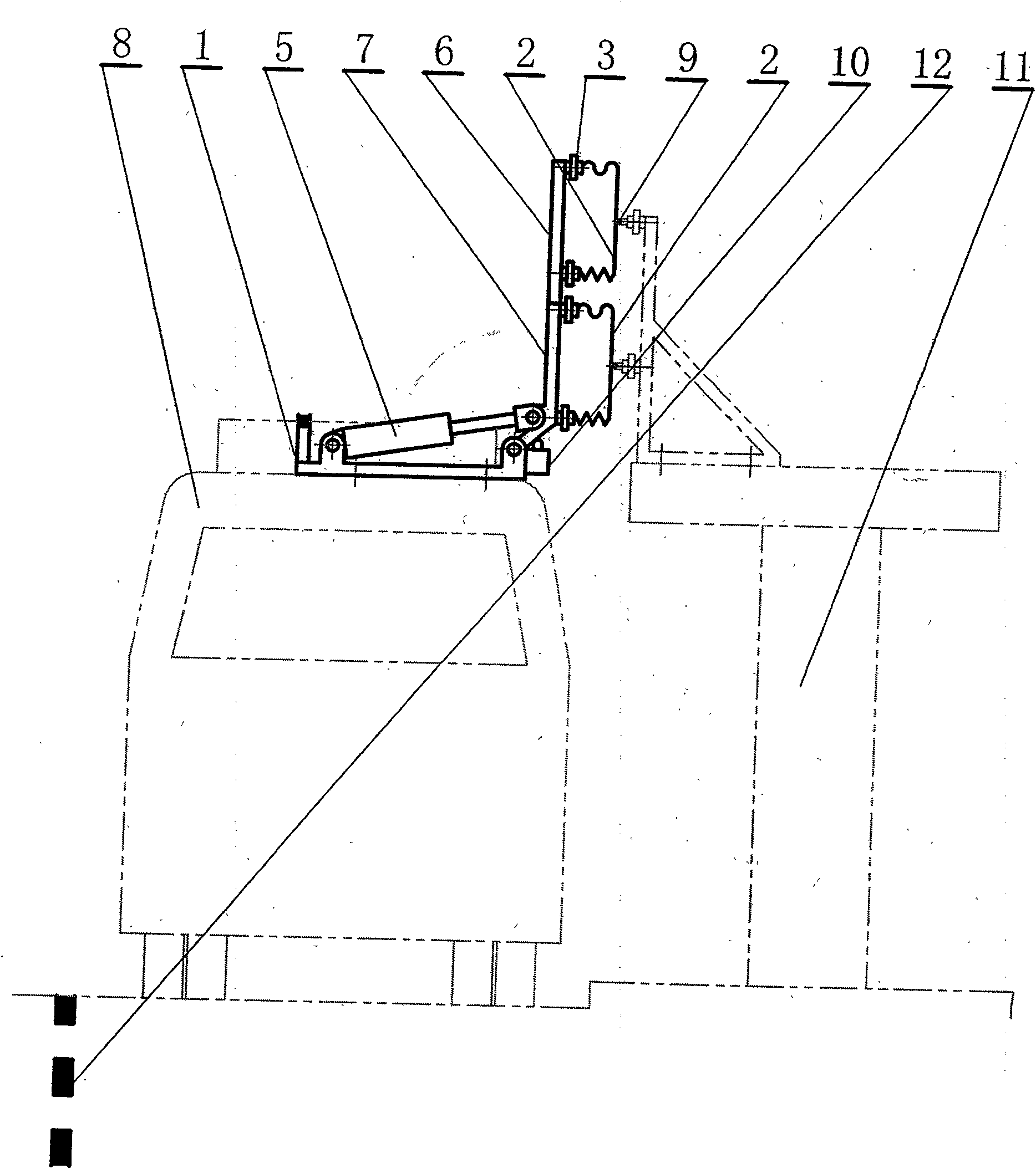 Double-pole type segregated rotation power-receiving type trolley-pole in transverse and lateral direction