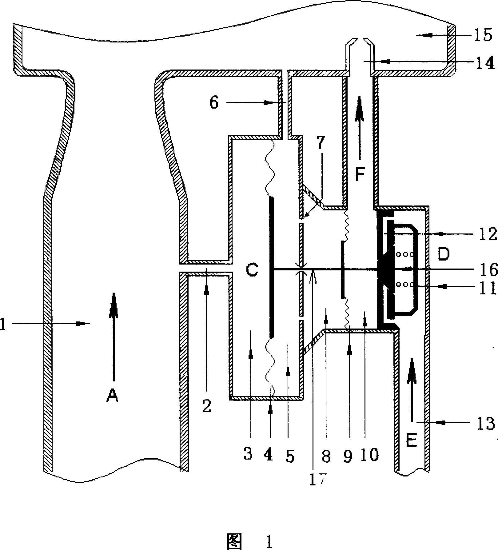 Burner for realizing air-gaseous fuel fixed proportional distribution and distributing method thereof