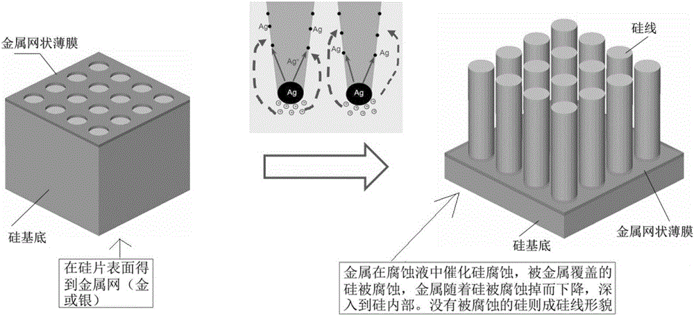 Preparation technology of silicon micro wire array