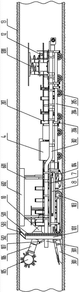 Fully sealed coal roadway tunneling and anchoring synchronous machine