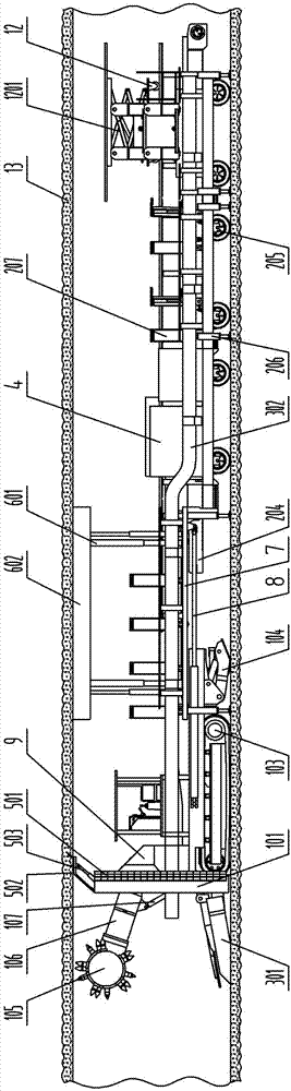 Fully sealed coal roadway tunneling and anchoring synchronous machine