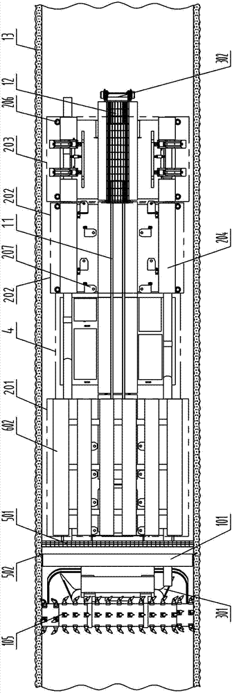 Fully sealed coal roadway tunneling and anchoring synchronous machine