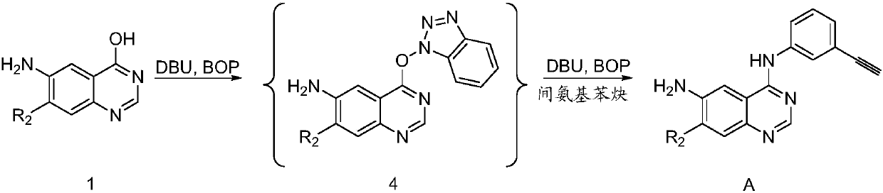 Synthesis method and related intermediate of N-(3-alkynylphenyl)-4,6-diaminoquinazoline-based compound