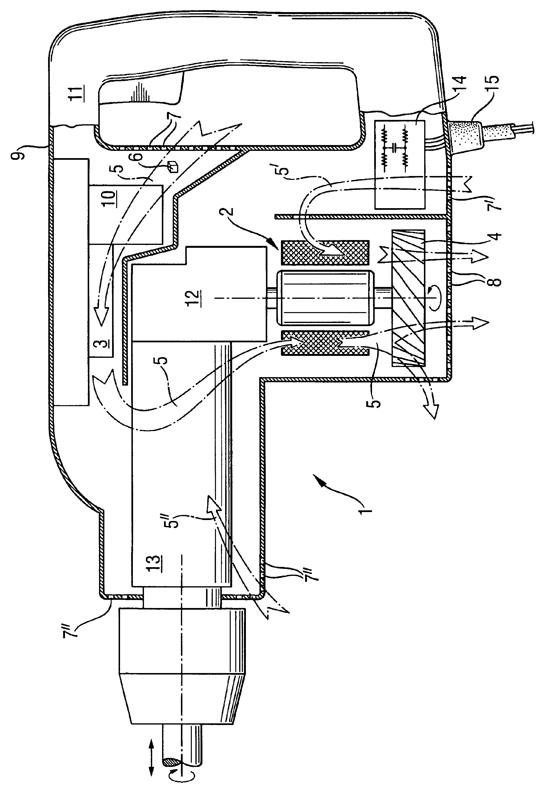 Electrical, fan-cooled tool