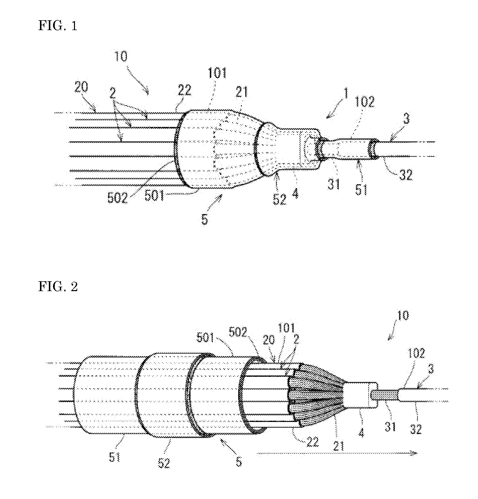 Water-stop structure for wire harness