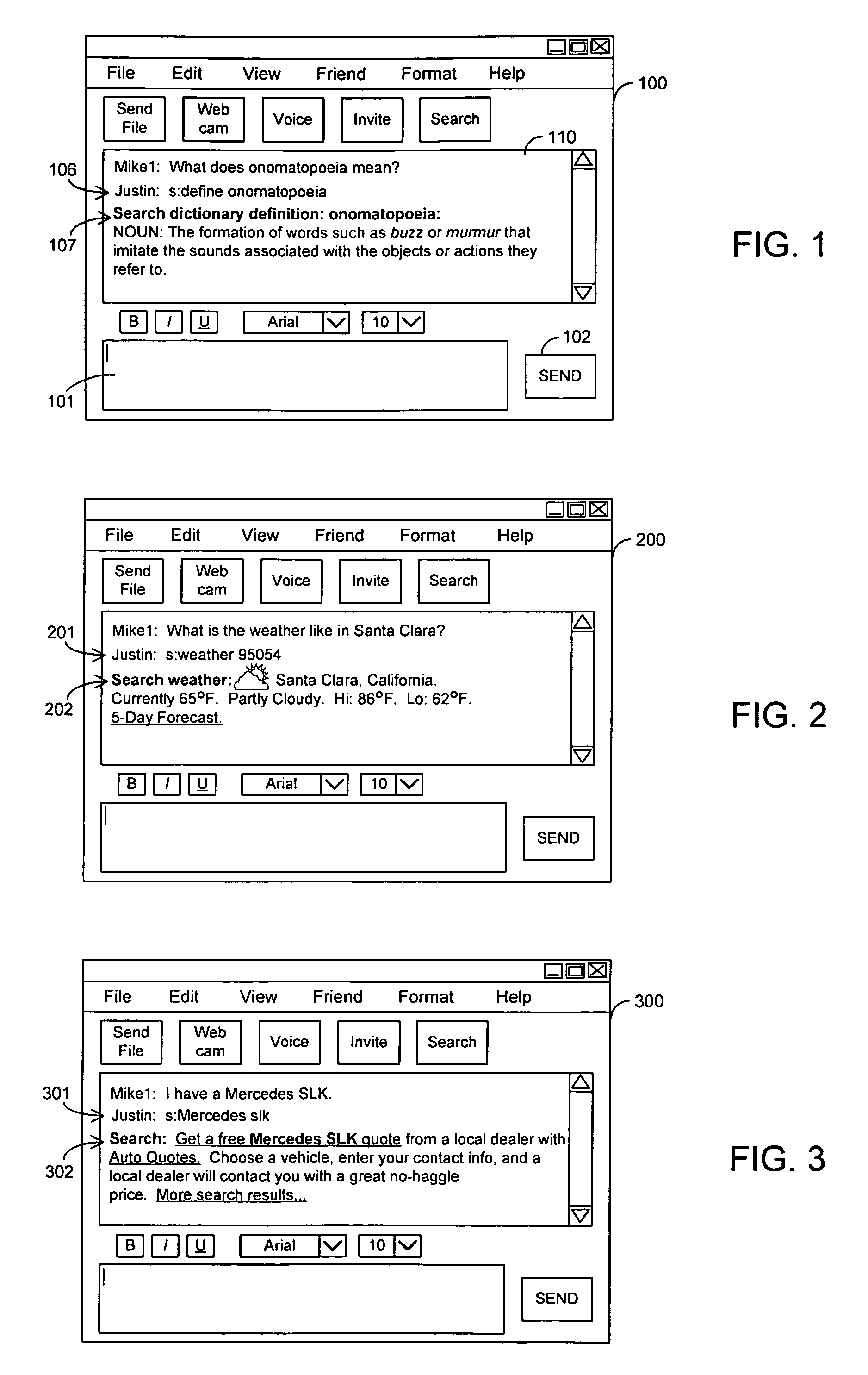 Techniques for inline searching in an instant messenger environment