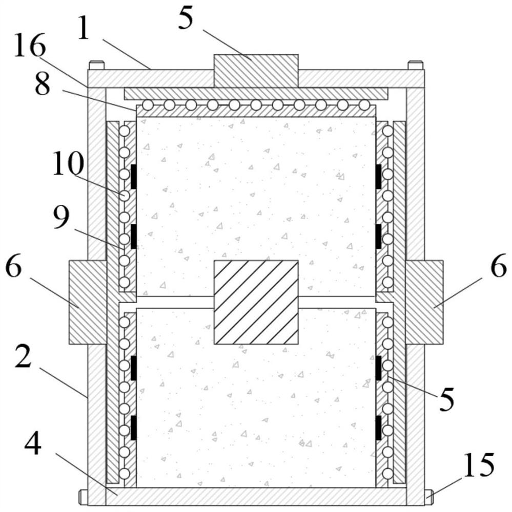 True triaxial direct shear test box and method for simulating force-heat-liquid coupling environment