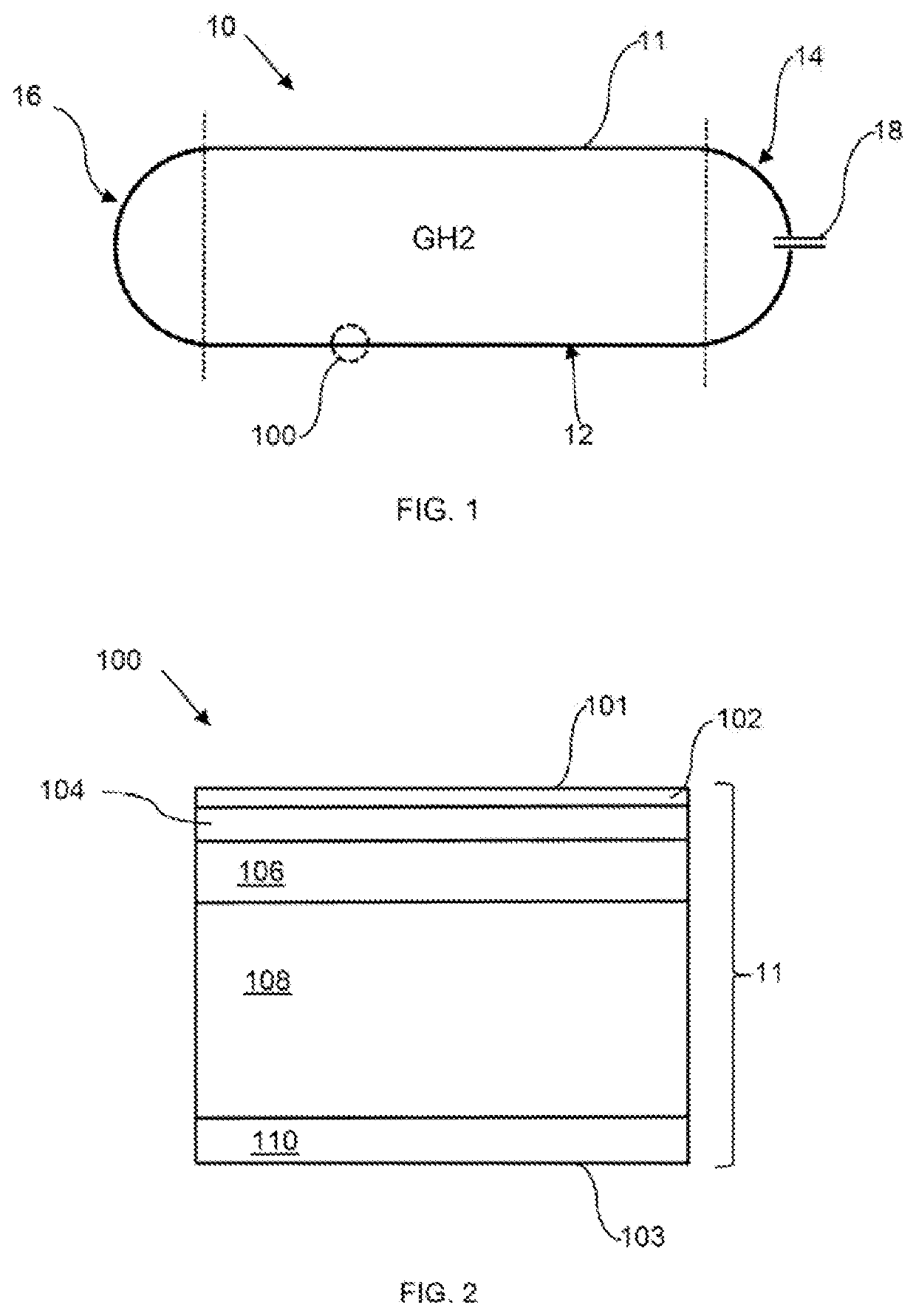 Storage tank for gaseous hydrogen