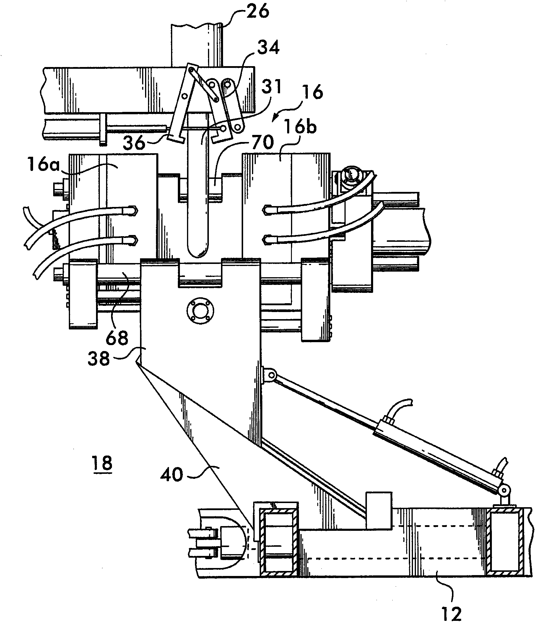 Blow molding machine and associated mechanisms